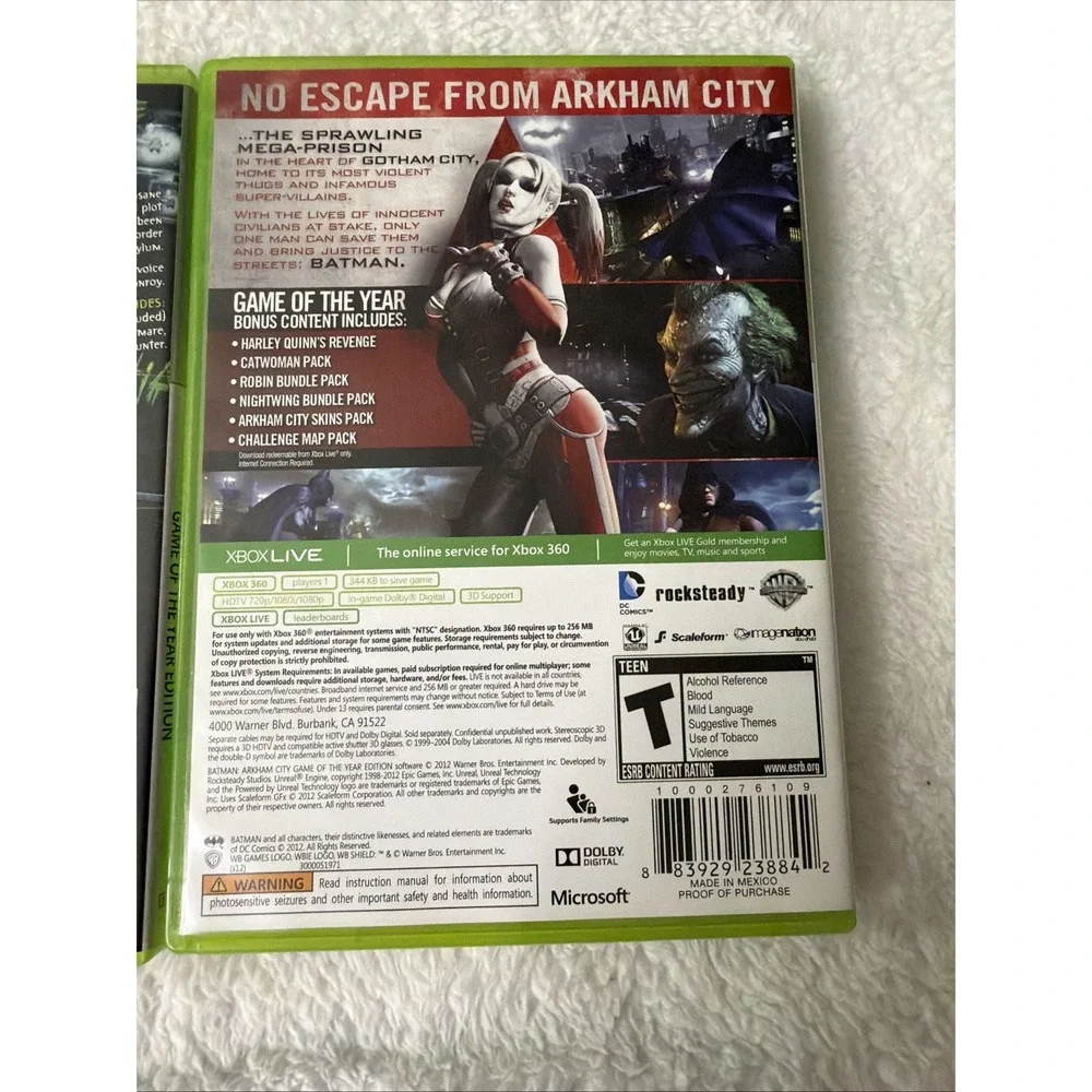 Batman Arkham Asylum and City GOTY Editions Xbox 360 CIB Complete in Box